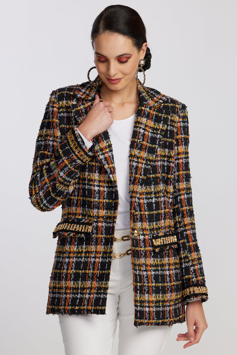PAULA RYAN Check Beaded Blazer - Malik Check PRE ORDER - Paula Ryan