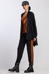 PAULA RYAN RELAXED Cashmere Modal Satin Panel Pant - Black/Cognac - Paula Ryan