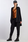 PAULA RYAN RELAXED Cashmere Modal Satin Panel Pant - Black/Black - Paula Ryan