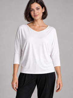PAULA RYAN Batwing Top EcoVero - White