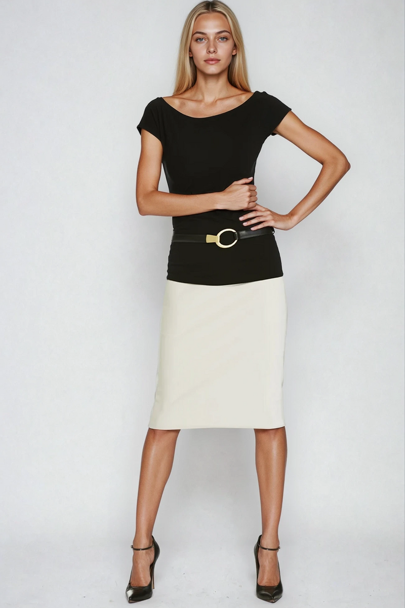 PAULA RYAN Slim Fit Cap Sleeve Top - Ecovero Black