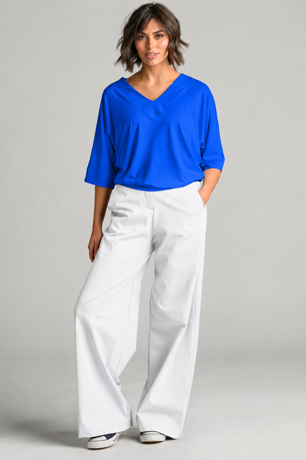 PAULA RYAN V Neck Cloud Top - Santorini EcoVero