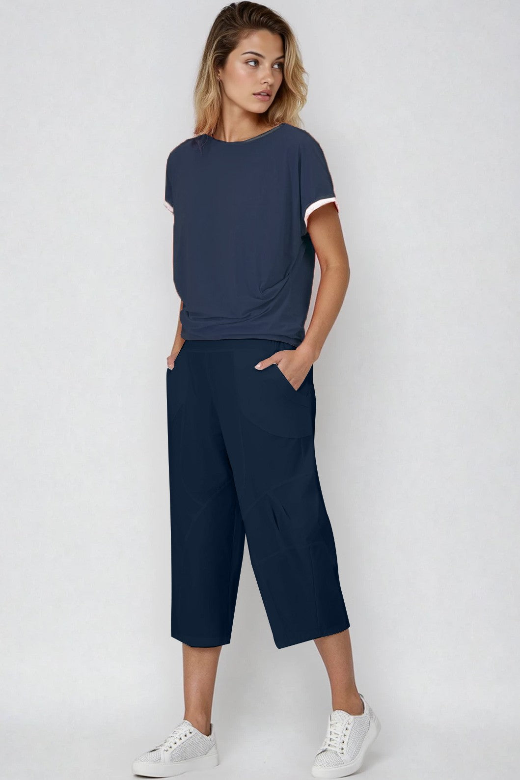 PAULA RYAN Osaka Pant - Microjersey Shadow Blue