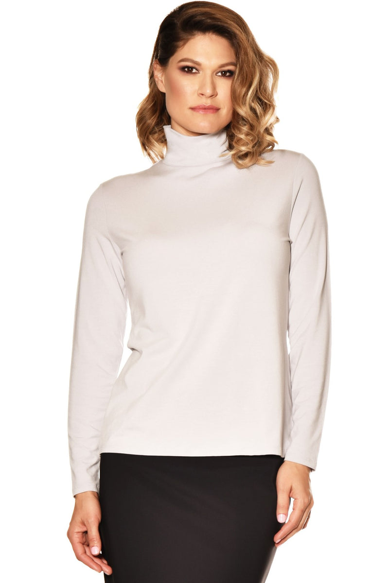 PAULA RYAN ESSENTIALS Easy Fit Long Sleeve Polo Neck Top - MicroModal - Paula Ryan