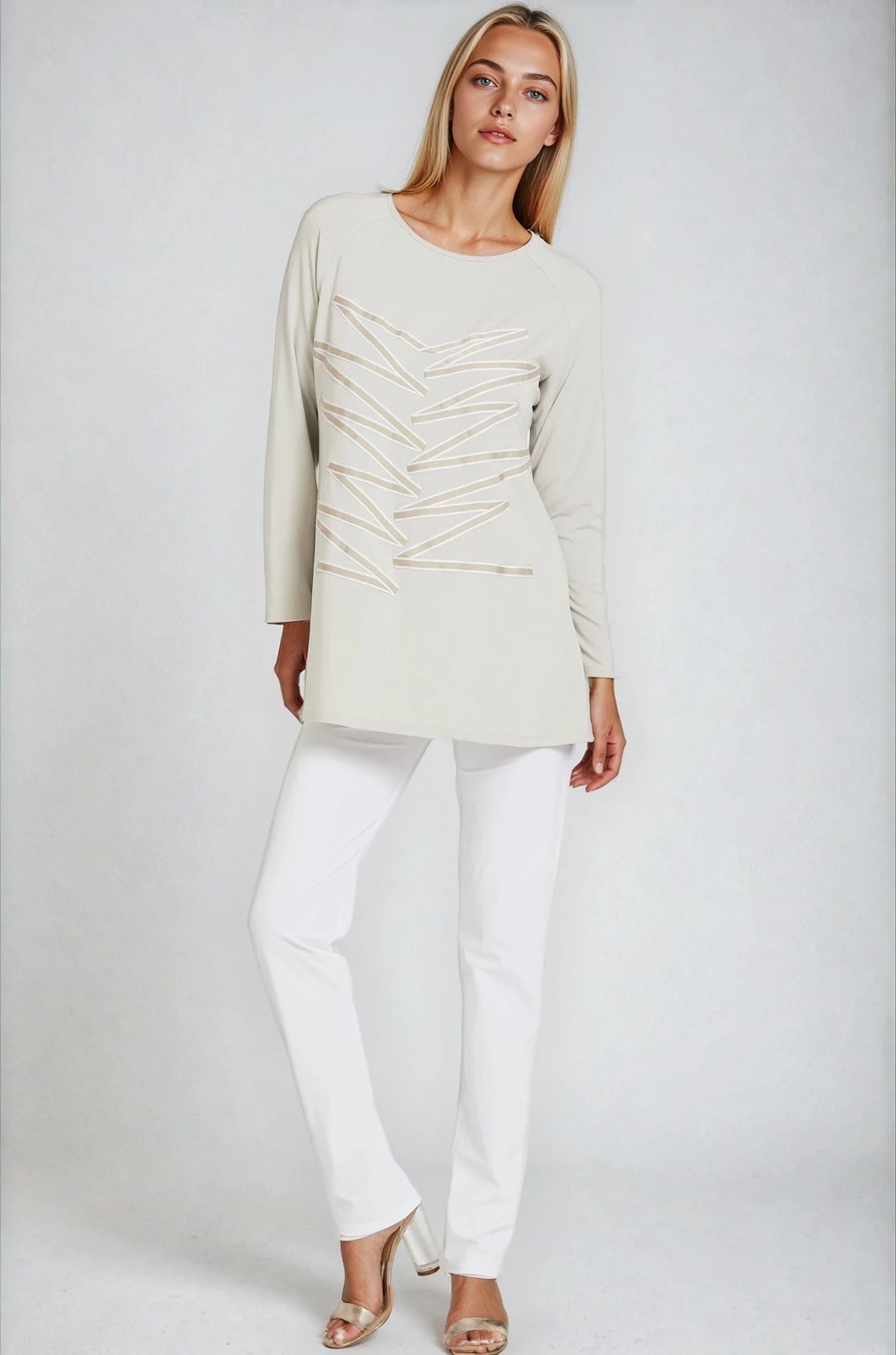 PAULA RYAN Narrow Leg Pant - Classic Microjersey White