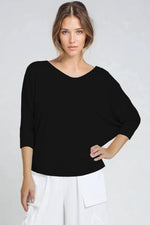 PAULA RYAN Batwing Top Modal Soft - Black