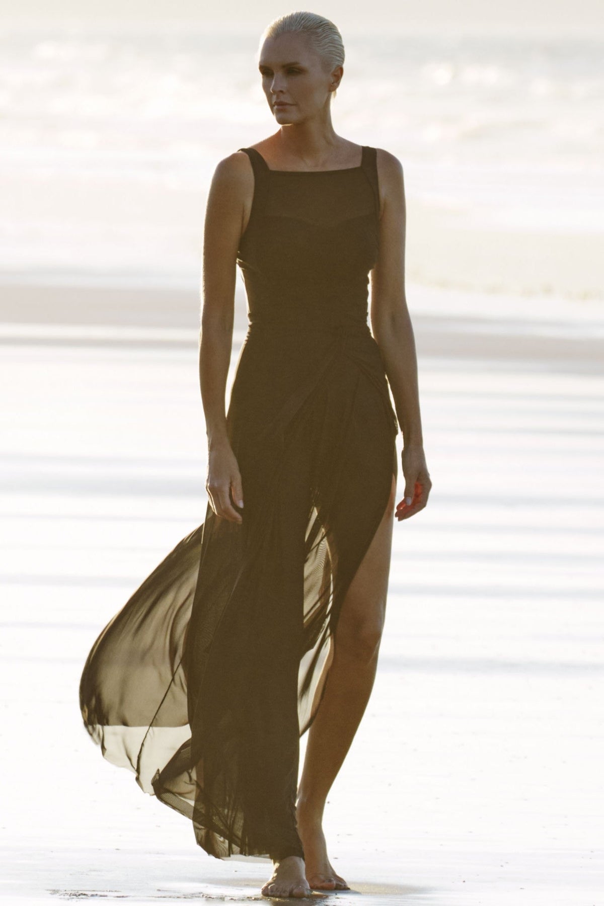 PAULA RYAN Fine Mesh Wrap Palazzo Pants