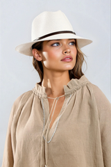 TRAVAUX EN COURS - Borsalino Hat Leather Strap - White