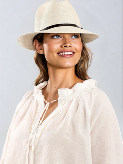 TRAVAUX EN COURS - Borsalino Hat Leather Strap - Off White - Paula Ryan