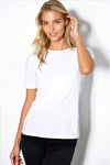 PAULA RYAN Crew Neck Body Tee - Classic Microjersey White