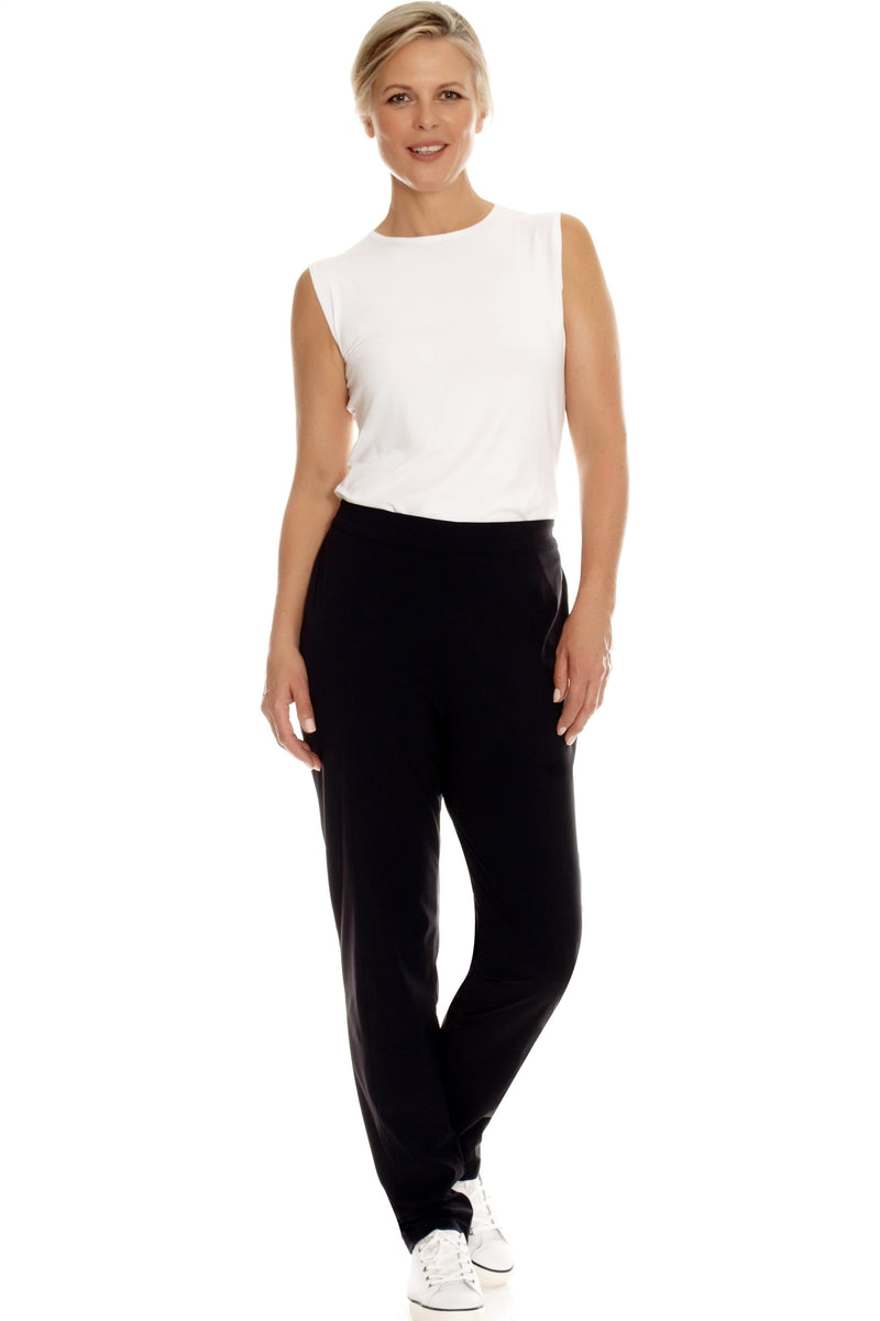 PAULA RYAN Panel Front Pant Microjersey - Black