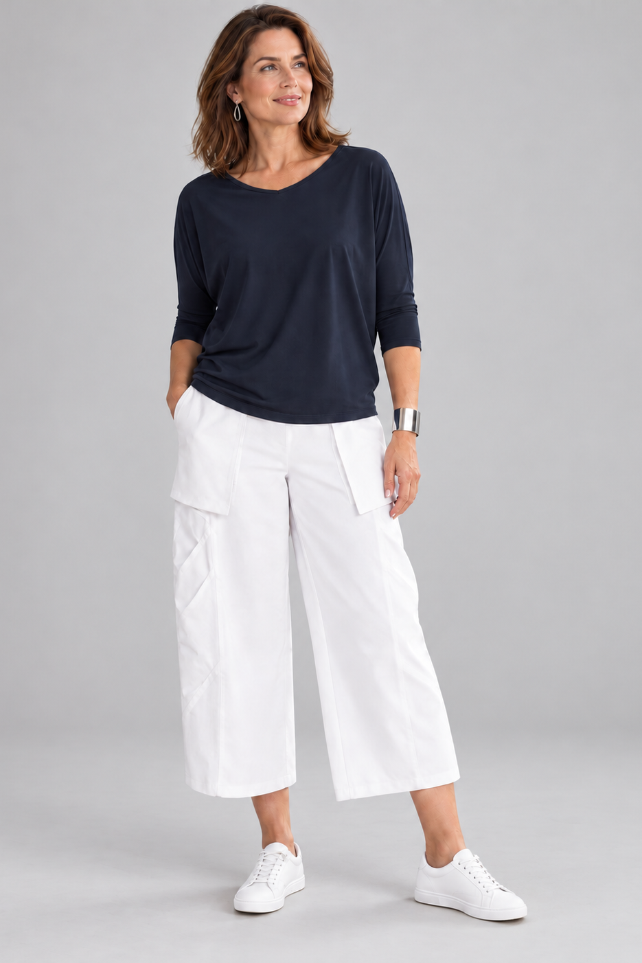 PAULA RYAN Batwing EcoVero - Navy