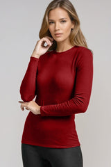 PAULA RYAN Easy Fit Crew Neck Top -  Red Merino
