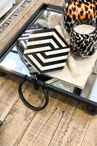 MAGPIE HOME Hexagon Inlay Box + Coasters - Black