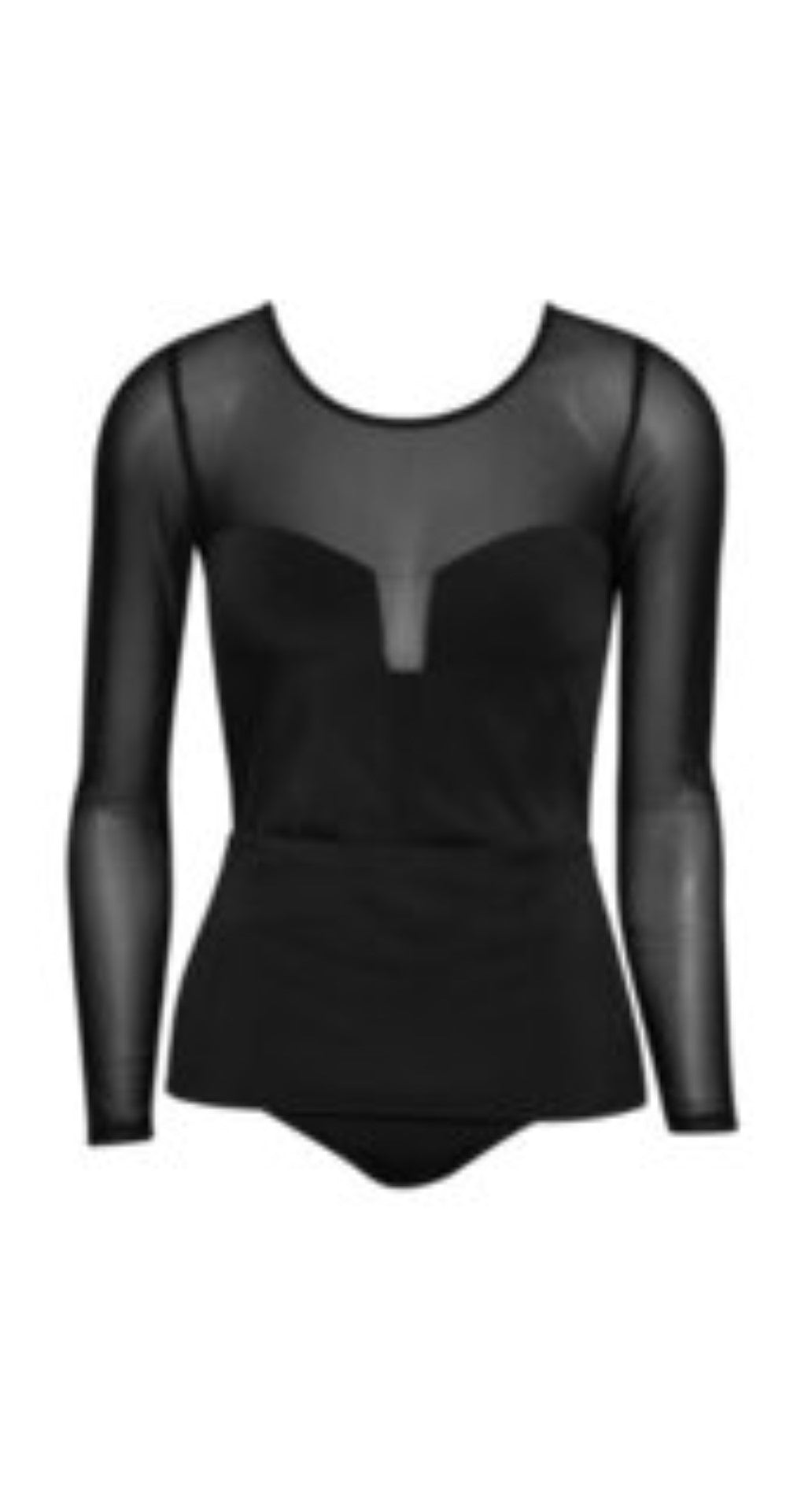 PAULA RYAN Long Sleeve Mesh Bodice Swimsuit
