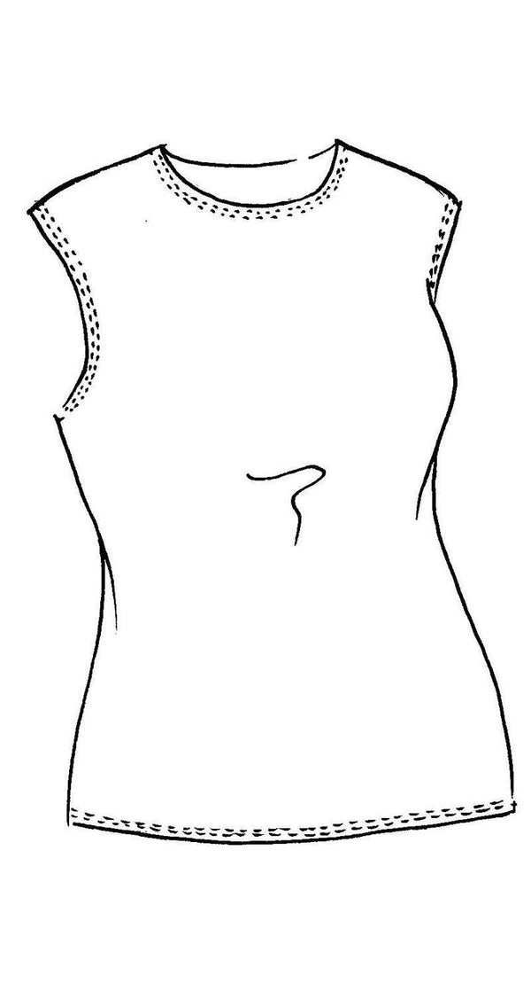 PAULA RYAN Easy Fit Cap Sleeve Crew Neck Top - technical drawing