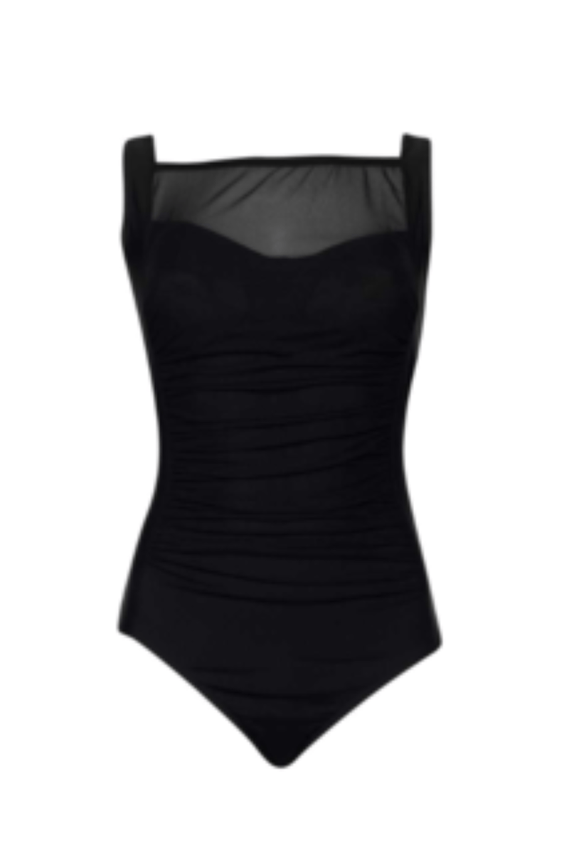PAULA RYAN Mesh Insert Ruched Front Swimsuit - Paula Ryan