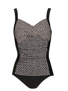 PAULA RYAN Crossover Ruched Print Swimsuit - Paula Ryan