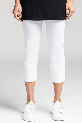 PAULA RYAN Waisted Capri Pant - Microjersey White