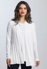 PAULA RYAN ESSENTIALS Easy Fit Panelled Cardigan - MicroModal - White - Paula Ryan