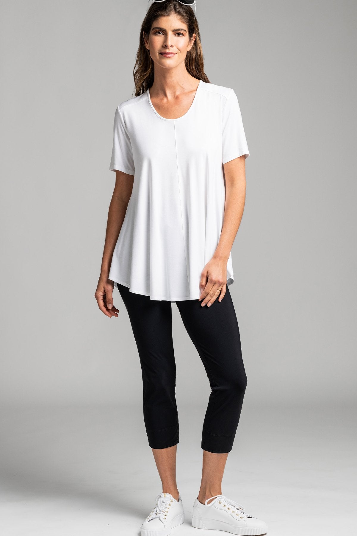 PAULA RYAN ESSENTIALS Waisted Capri Pant - Classic Microjersey