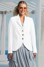 PAULA RYAN Summer Tailored Jacket - White - Bonded Microjersey - Paula Ryan