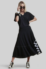 PAULA RYAN Flounced Skirt - Black/White - Microjersey Classic - Paula Ryan