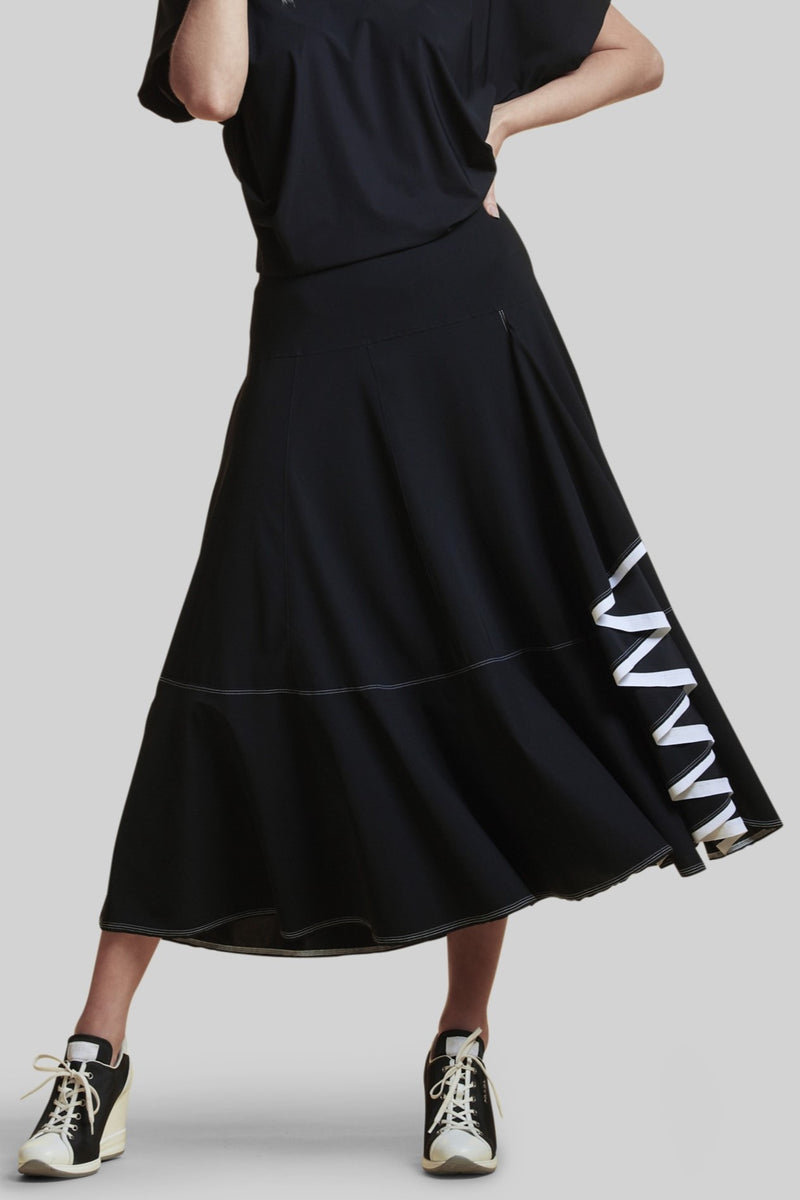 PAULA RYAN Flounced Skirt - Black/White - Microjersey Classic - Paula Ryan
