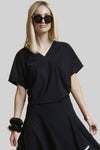 PAULA RYAN V Neck Side Tuck Top - Black - Paula Ryan