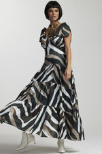 PAULA RYAN Tie Shoulder Fitted Dress - Maxi Zebra - Paula Ryan