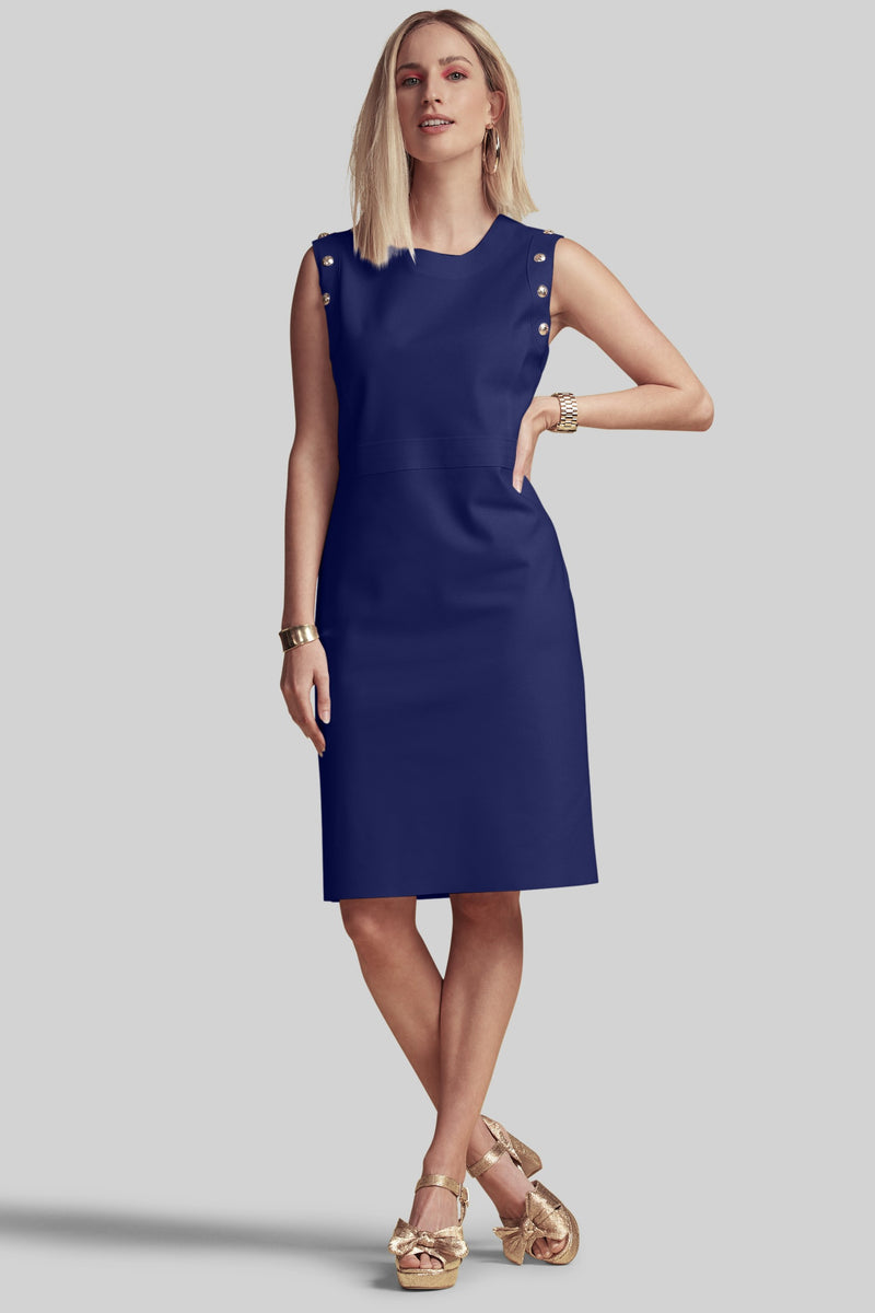 PAULA RYAN Stud Trim Bonded Dress - Indigo - PRE ORDER - Paula Ryan