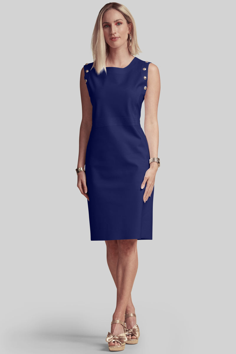 PAULA RYAN Stud Trim Bonded Dress - Indigo - PRE ORDER - Paula Ryan