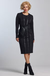 PAULA RYAN Leather Trim Roma Panel Dress - Black - Paula Ryan