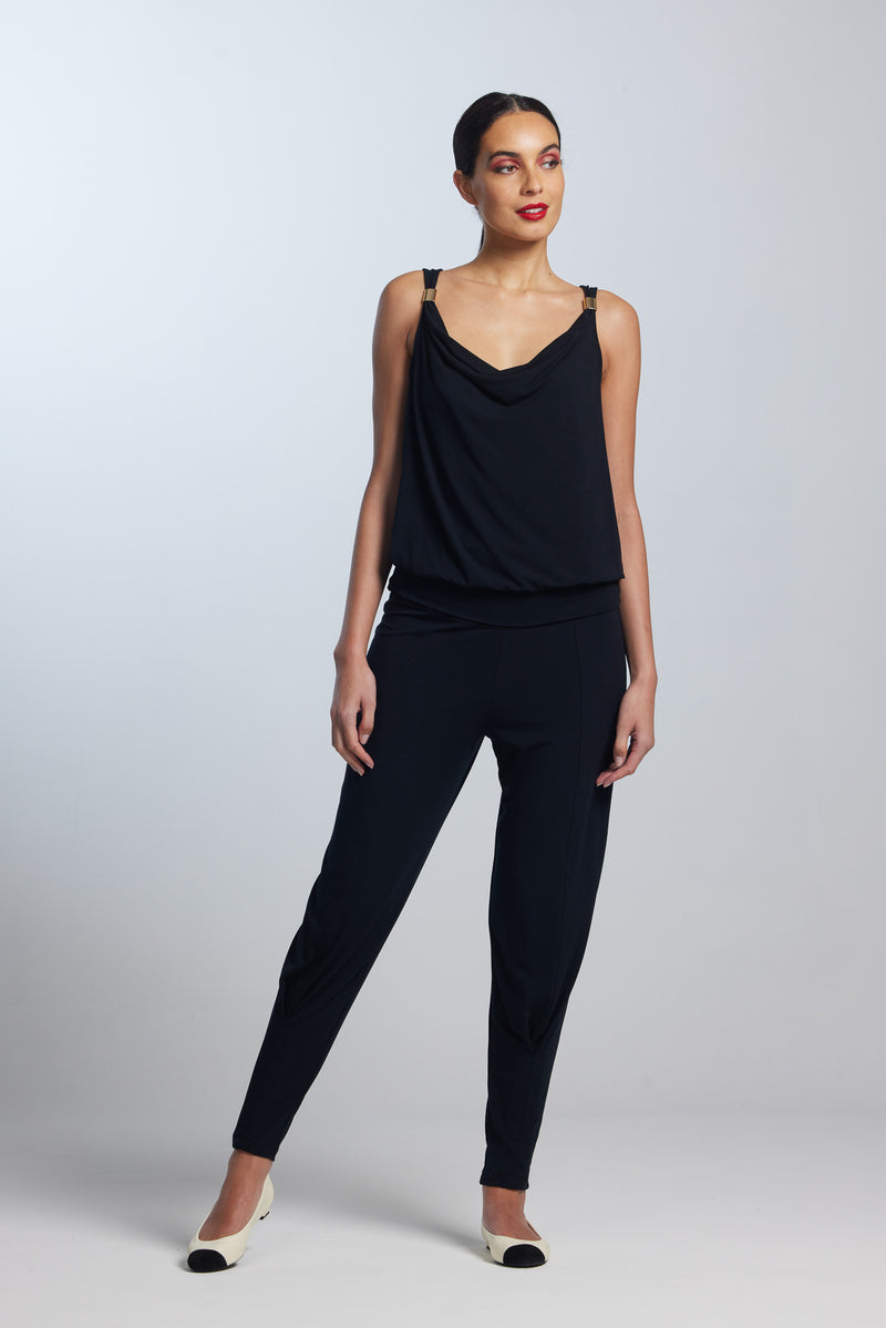 PAULA RYAN Cowl Front Singlet Black - Bodywear Modal - Paula Ryan
