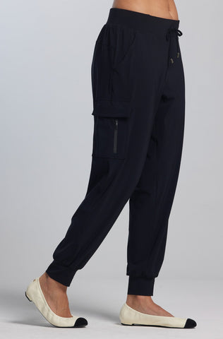 PAULA RYAN (Regular Length) Zip Detail Pocket Cuffed Pant - Black