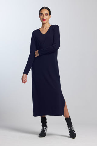 PAULA RYAN ESSENTIALS Scoop V Sheath Dress - Navy Merino