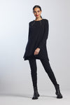 PAULA RYAN Double Zip Crew Neck Tunic - Black Merino - Paula Ryan