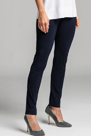 PAULA RYAN ESSENTIALS Waisted Cigarette Pant - Microjersey Navy