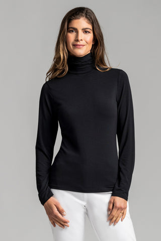 PAULA RYAN ESSENTIALS Slim Fit Long Sleeve Polo Neck Top - MicroModal