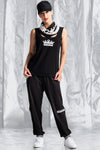 PAULA RYAN RELAXED Crown Print Swarovski Gem Singlet - Black/White - Paula Ryan