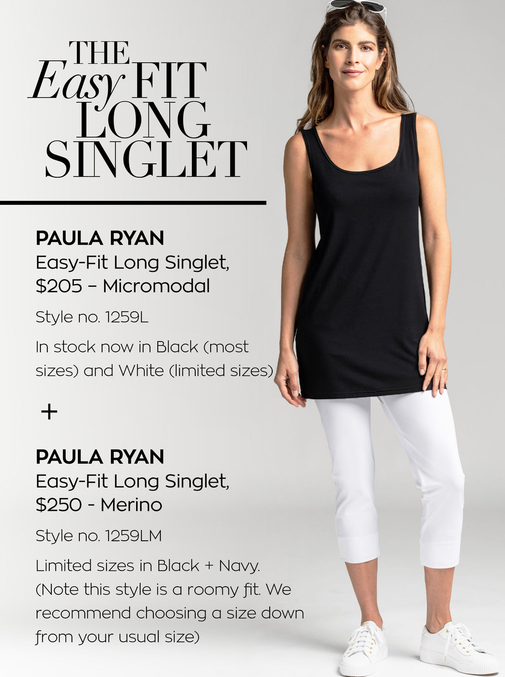 PAULA RYAN ESSENTIALS Easy Fit Singlet - Long - Merino - Paula Ryan