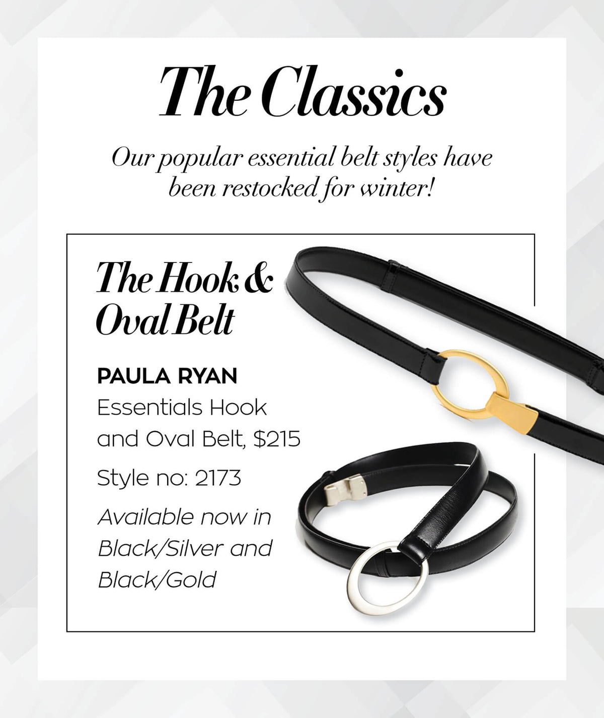 PAULA RYAN Hook and Oval Adjustable Belt - in Nickel and Gold - Paula Ryan