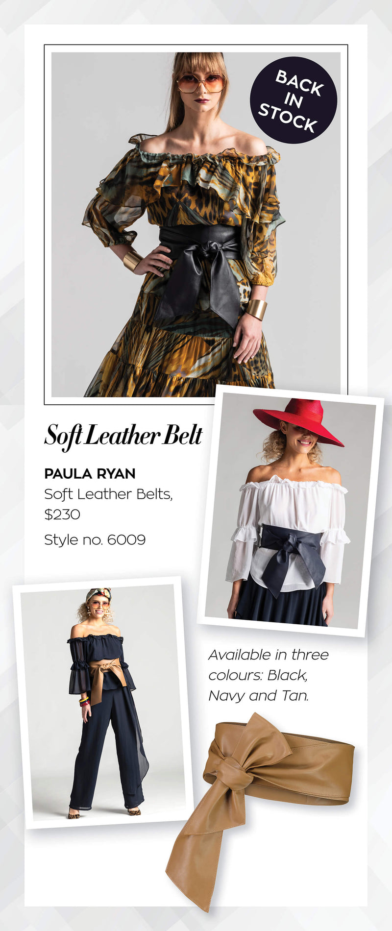PAULA RYAN Soft Leather Wrap Belt - Tan - Paula Ryan