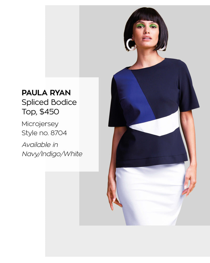 PAULA RYAN Spliced Bodice Top - Navy/Indigo/White - Paula Ryan