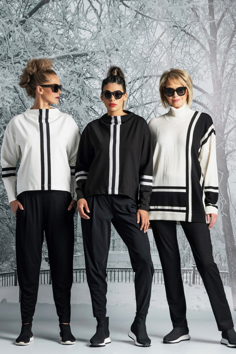 PAULA RYAN Banded Roma Sweater - Winter White - Paula Ryan