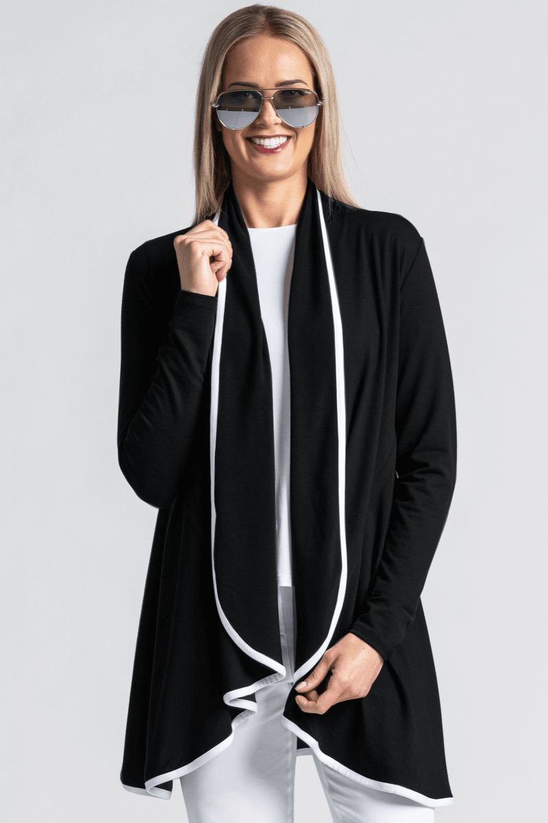 PAULA RYAN Easy Fit Panelled Cardigan - Black/White - Paula Ryan