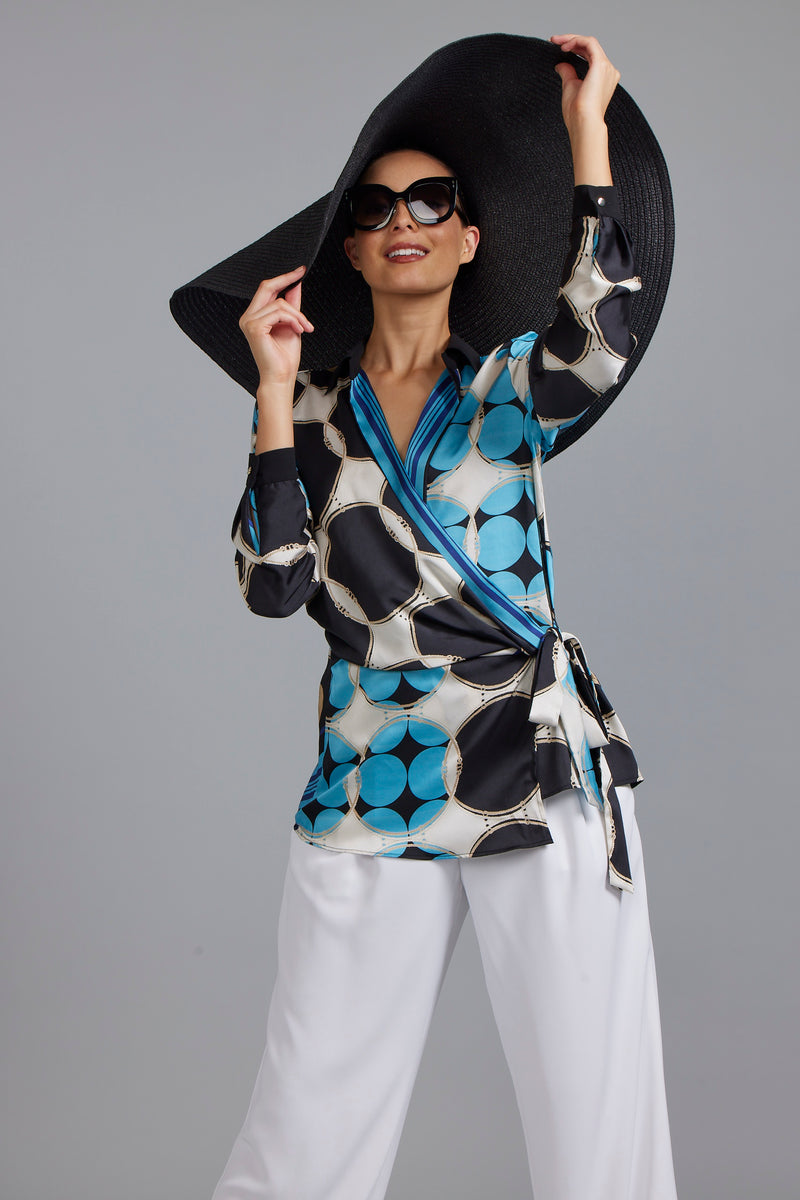 PAULA RYAN Foulard Print Wrap Shirt - Paula Ryan