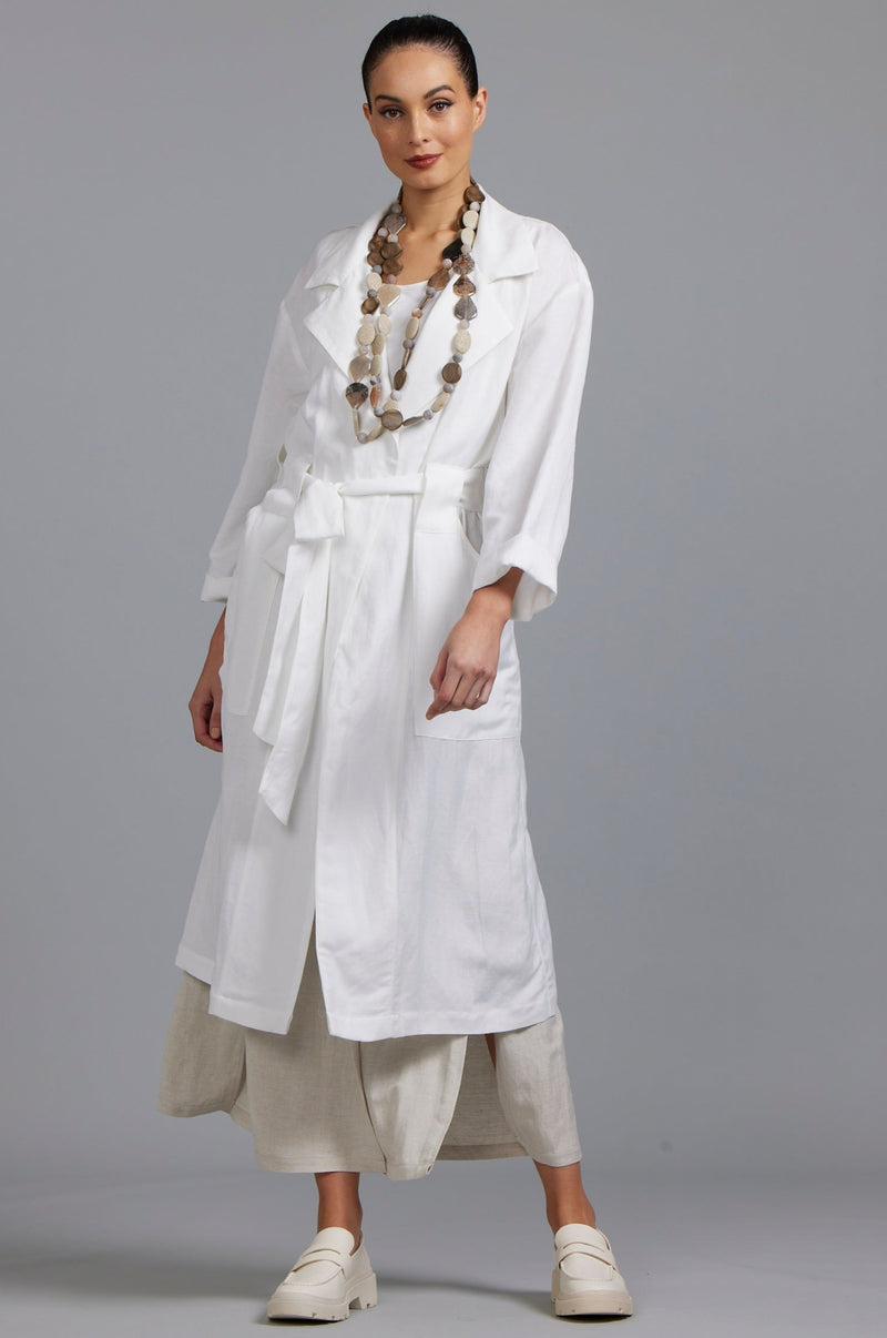 PAULA RYAN Washer Linen Duster - White - Paula Ryan