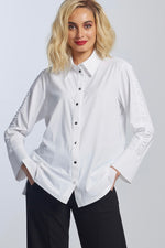 PAULA RYAN Rouched Sleeve Shirt - Microjersy - Paula Ryan