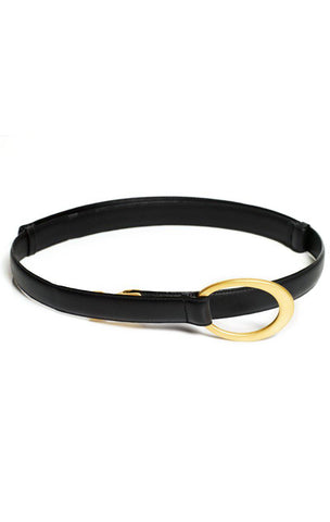 PAULA RYAN Hook and Oval Adjustable Belt - Black/Gold